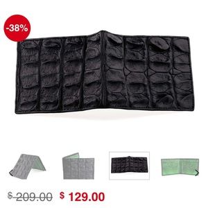 Genuine 100 Percent Authentic Crocodile Skin Wallet Mens